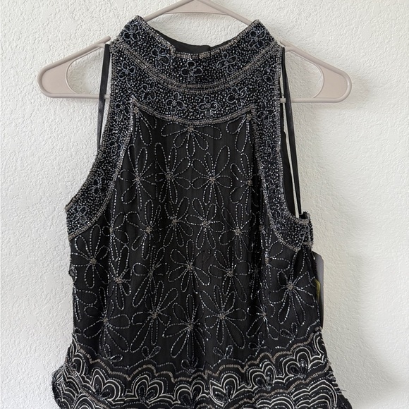 Black and Silver Embellished Sleeveless Tank Top - Picture 1 of 13